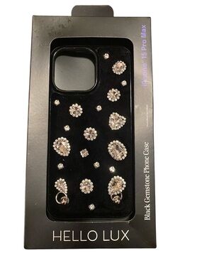 Hello Lux~Black Gemstone Phone Case with Crystal Accents
New